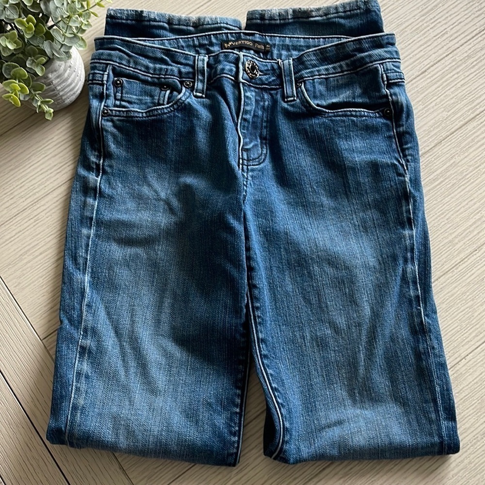 VERTIGO PARIS Women Jeans Boot Cut Medium Dark Wash Relaxed Fit Size 27 x 31